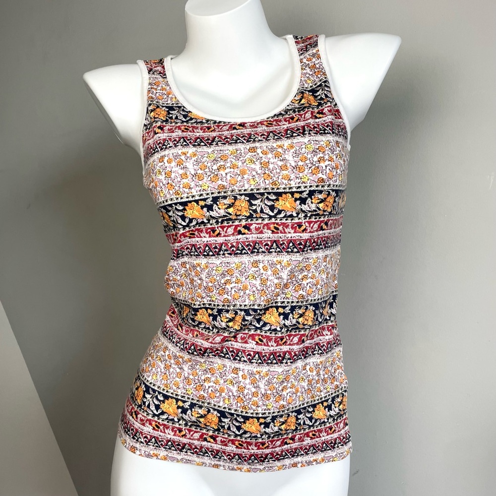 Bohemian Floral Patterned Tank Top